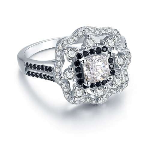 * 0.75 CT SOLID 925 STERLING SILVER HALO RING*