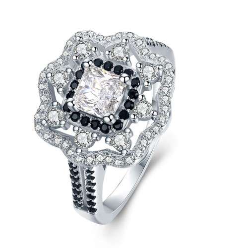 * 0.75 CT SOLID 925 STERLING SILVER HALO RING*
