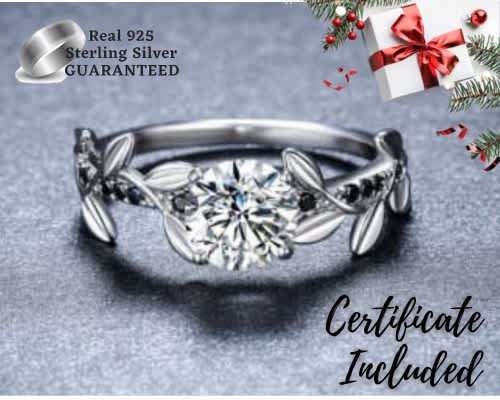 * 1.25 CT SOLID 925 STERLING SILVER LEAF RING*