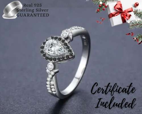 * 0.5 CT SOLID 925 STERLING SILVER  PEAR CUT RING*