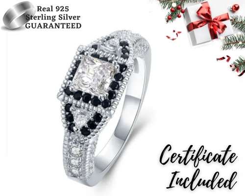 *0.75CT SOLID 925 STERLING SILVER SQUARE CUT RING *