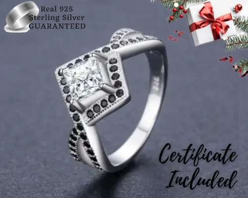 *SOLID 925 STERLING SILVER  0.75 CT SQUARE TENSION RING *