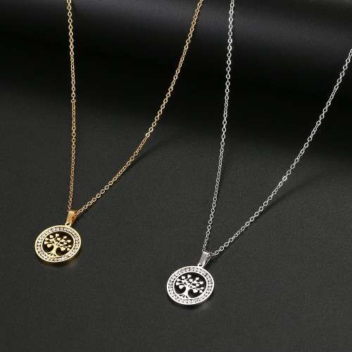 TITANIUM ( NEVER FADE) "TREE OF LOVE"  Necklace  with Simulated Diamonds 45 cm (SILVER ONLY)