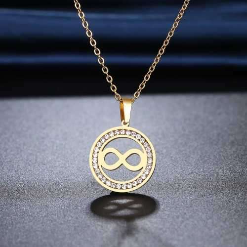TITANIUM (NEVER FADE) INFINITY Necklace with Simulated Diamonds 45cm (SILVER ONLY)