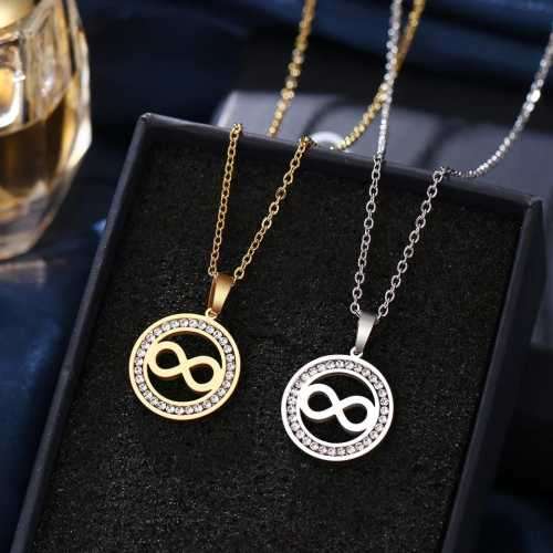TITANIUM (NEVER FADE) INFINITY Necklace with Simulated Diamonds 45cm (SILVER ONLY)