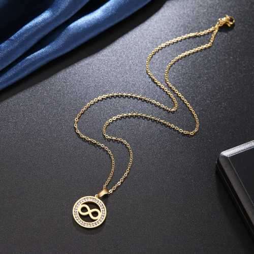 TITANIUM (NEVER FADE) INFINITY Necklace with Simulated Diamonds 45cm (SILVER ONLY)