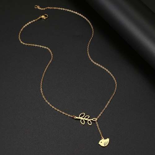 Retail Price R899 TITANIUM (NEVER FADE) Leaf & Bird Necklace 45 cm (SILVER ONLY)