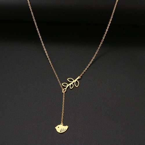 Retail Price R899 TITANIUM (NEVER FADE) Leaf & Bird Necklace 45 cm (SILVER ONLY)