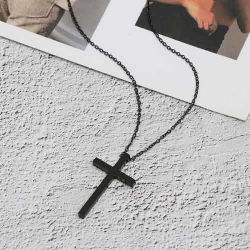 TITANIUM(NEVER FADE) Large Cross Necklace 45cm (SILVER ONLY)