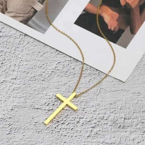 TITANIUM(NEVER FADE) Large Cross Necklace 45cm (SILVER ONLY)