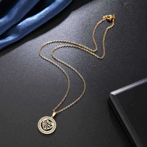 TITANIUM (NEVER FADE) PATTERN HEART Necklace with Simulated Diamonds 45 cm (SILVER ONLY)