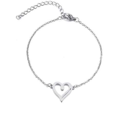 TITANIUM (NEVER FADE) Heart Bracelet 20cm (SILVER ONLY)