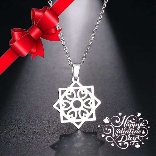 TITANIUM (NEVER FADE) Heart Pattern Necklace 45 cm (SILVER ONLY)