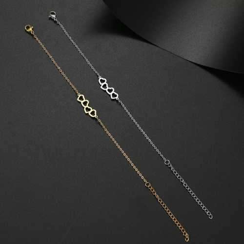 TITANIUM (NEVER FADE) Four Hearts Bracelet 20cm (SILVER ONLY)
