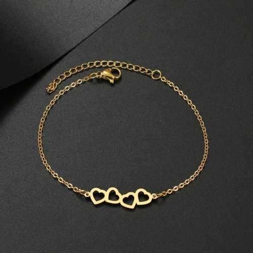 TITANIUM (NEVER FADE) Four Hearts Bracelet 20cm (SILVER ONLY)