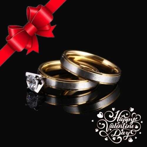 TITANIUM (NEVER FADE) Gold & Silver Set Rings with Simulated Diamond SIZE 10 US