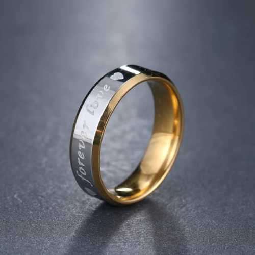 TITANIUM (NEVER FADE) Engraved Gold & Silver Ring SIZE 9 US