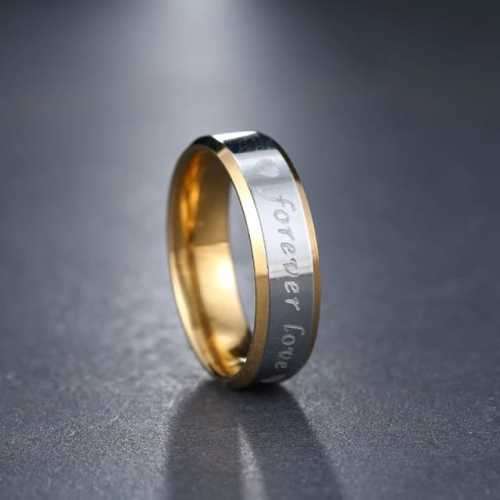 TITANIUM (NEVER FADE) Engraved Gold & Silver Ring SIZE 9 US