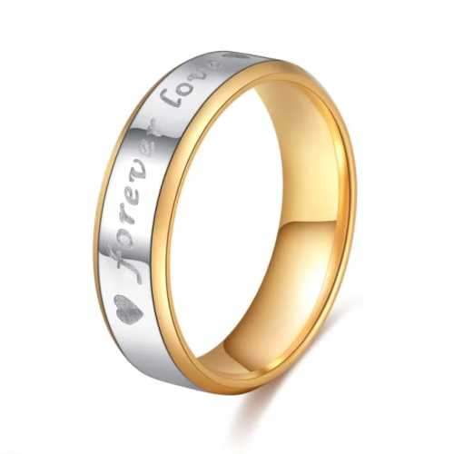 TITANIUM (NEVER FADE) Engraved Gold & Silver Ring SIZE 9 US