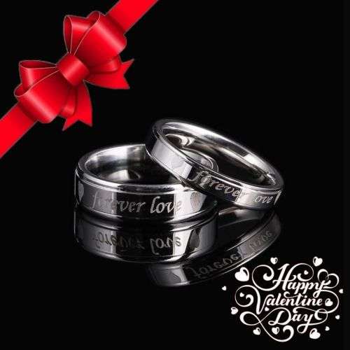 TITANIUM (NEVER FADE) Engraved Ring Set SIZE 9 US (SILVER ONLY)