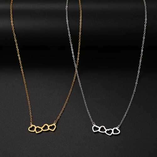 TITANIUM (NEVER FADE) FOUR HEARTS Necklace 45 cm (SILVER ONLY)