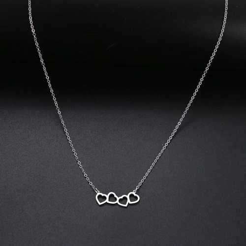 TITANIUM (NEVER FADE) FOUR HEARTS Necklace 45 cm (SILVER ONLY)
