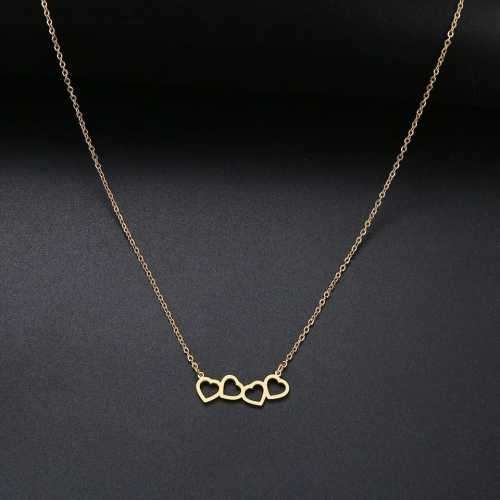 TITANIUM (NEVER FADE) FOUR HEARTS Necklace 45 cm (SILVER ONLY)