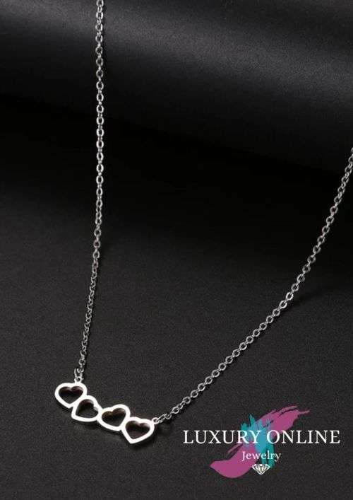 TITANIUM (NEVER FADE) FOUR HEARTS Necklace 45 cm (SILVER ONLY)