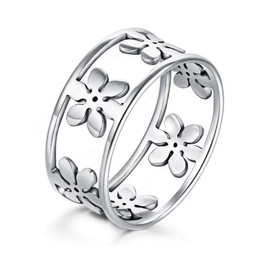TITANIUM (NEVER FADE) FLOWER Ring SIZE 9 US (SILVER ONLY)