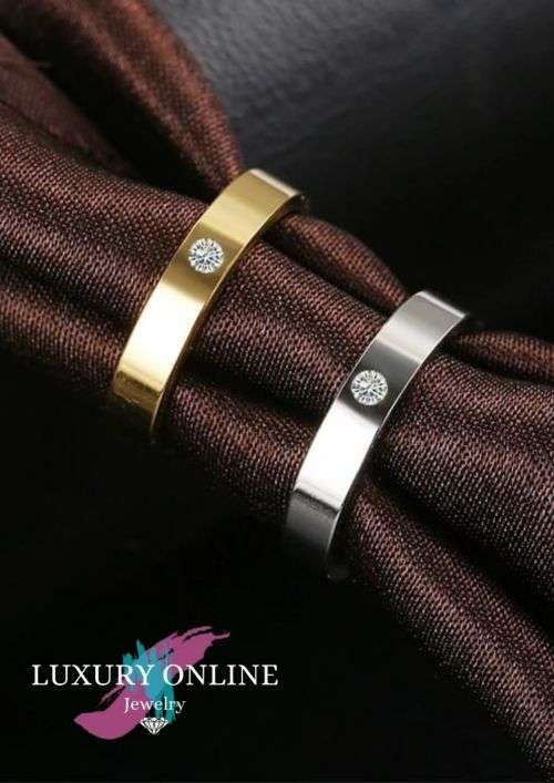 TITANIUM (NEVER FADE) SOLID Ring with Simulated Diamond SIZE 9 US (SILVER ONLY)