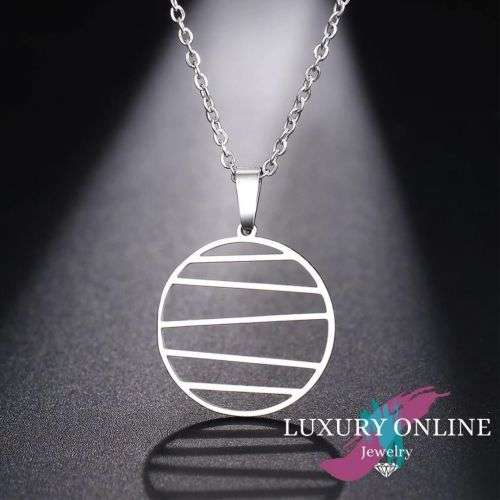 TITANIUM (NEVER FADE) ROUND PATTERN Necklace  45cm (SILVER ONLY)