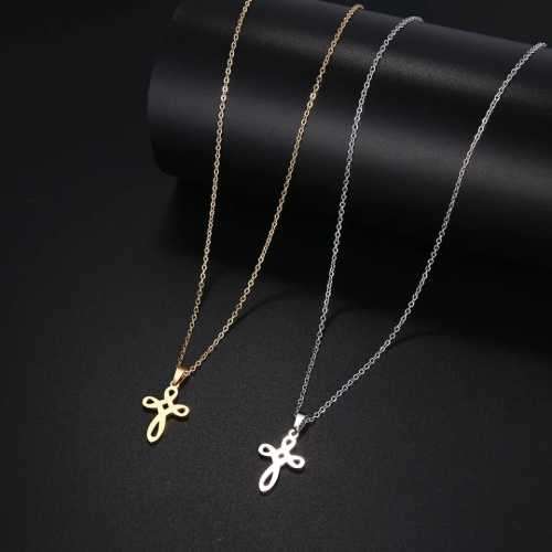 TITANIUM (NEVER FADE) MODERN CROSS Necklace 45cm (SILVER ONLY)