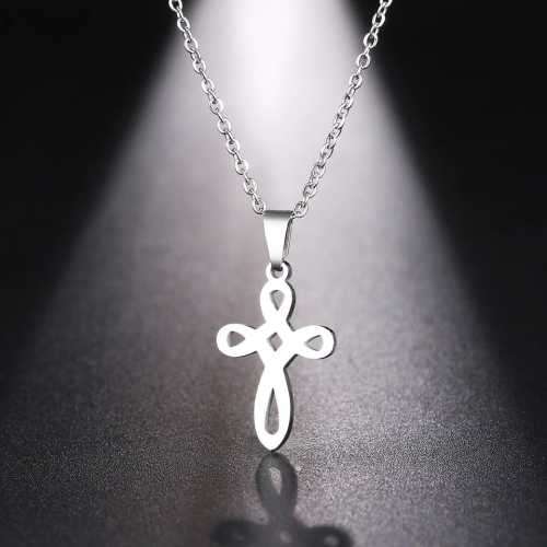 TITANIUM (NEVER FADE) MODERN CROSS Necklace 45cm (SILVER ONLY)