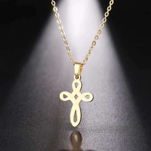 TITANIUM (NEVER FADE) MODERN CROSS Necklace 45cm (SILVER ONLY)