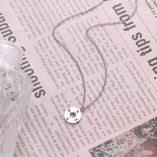TITANIUM (NEVER FADE) COMPASS Necklace 45cm (SILVER ONLY)