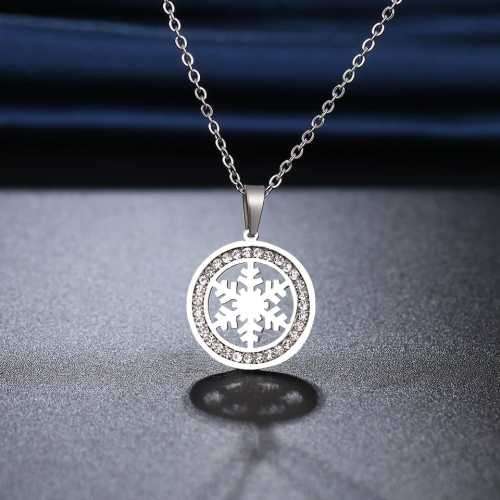TITANIUM (NEVER FADE) SNOWFLAKE Necklace with Simulated Diamonds 45cm (SILVER ONLY)
