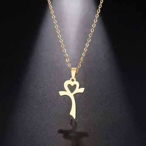 TITANIUM (NEVER FADE) HEART CROSS Necklace 45cm (SILVER ONLY)