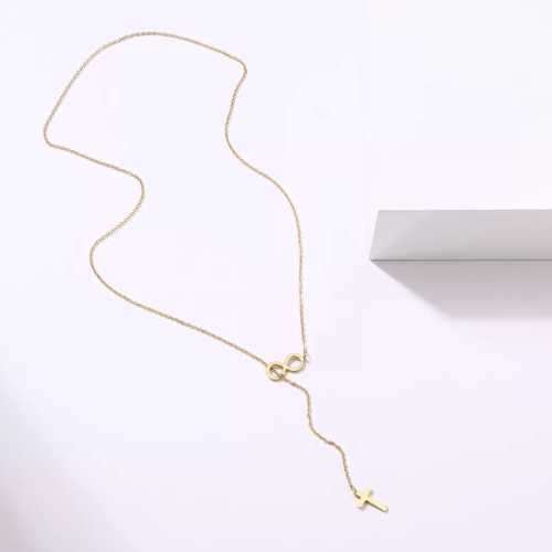 TITANIUM (NEVER FADE) INFINITY CROSS Necklace 60cm (SILVER ONLY)