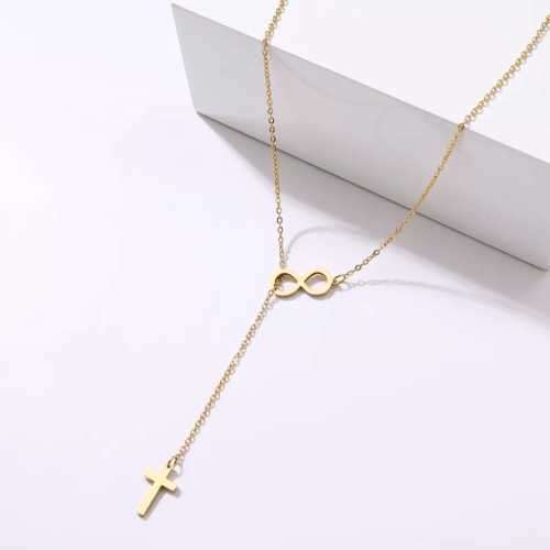 TITANIUM (NEVER FADE) INFINITY CROSS Necklace 60cm (SILVER ONLY)