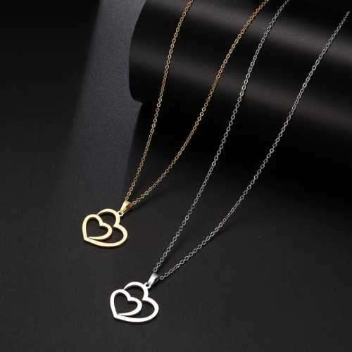 Retail Price R1299 TITANIUM (NEVER FADE) DOUBLE HEART Necklace 45cm (GOLD ONLY)
