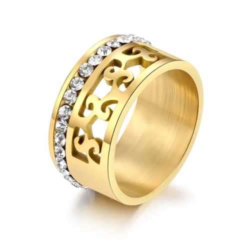 TITANIUM (NEVER FADE) PATTERN RING with Simulated Diamonds  SIZE 10 US (SILVER ONLY)