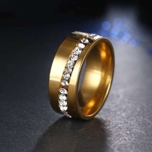 TITANIUM (NEVER FADE) SOLID ring with Simulated Diamonds SIZE 9 US (SILVER ONLY)