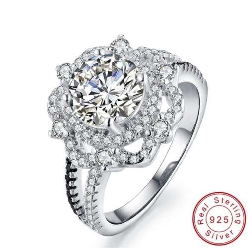 2 CT SOLID 925 STERLING SILVER FLOWER RING SIZE 8 US