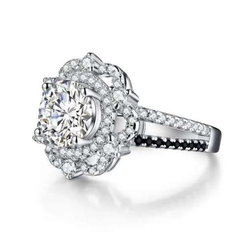2 CT SOLID 925 STERLING SILVER FLOWER RING SIZE 8 US