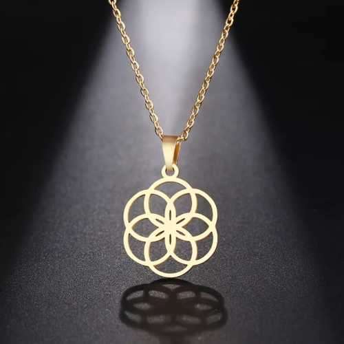 TITANIUM (NEVER FADE) "CIRCLES PENDANT" Necklace 45cm (SILVER ONLY)