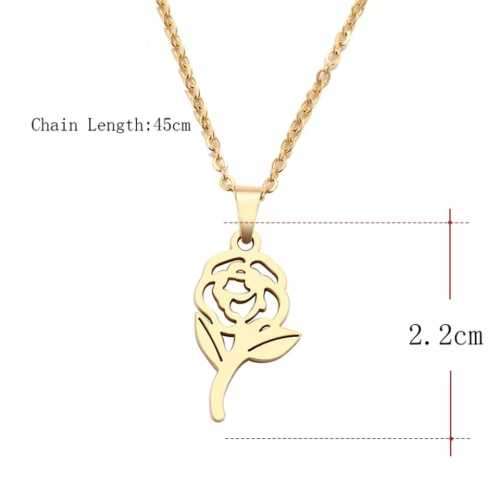 TITANUIM (NEVER FADE) ROSE PENDANT Necklace 45cm (Silver Only)