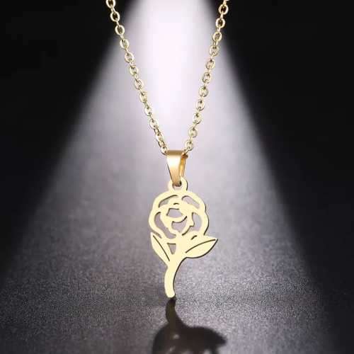 TITANUIM (NEVER FADE) ROSE PENDANT Necklace 45cm (Silver Only)