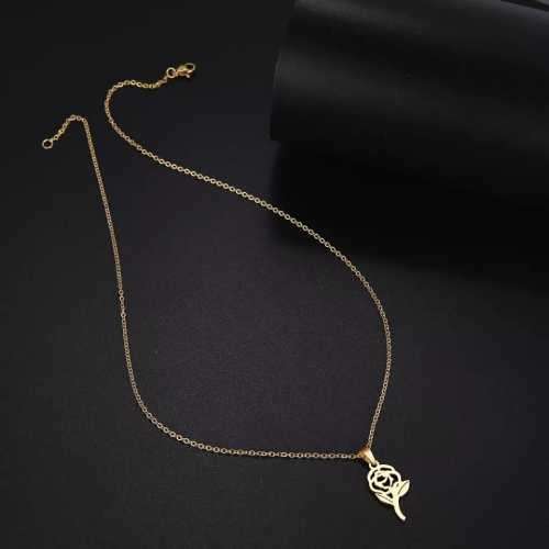 TITANUIM (NEVER FADE) ROSE PENDANT Necklace 45cm (Silver Only)
