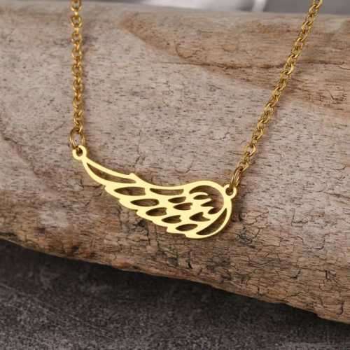 TITANIUM (NEVER FADE) ANGEL WING PENDANT Necklace 45cm (Silver Only)