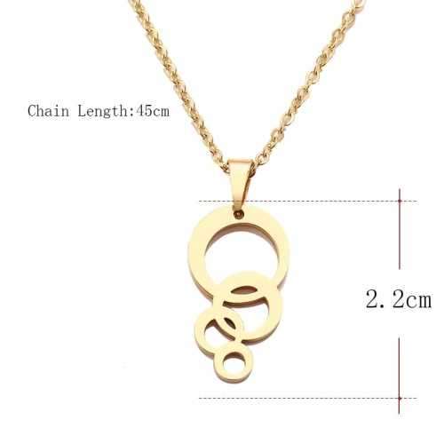 TITANIUM (NEVER FADE) FOUR CIRCLES PENDANT Necklace 45cm (SILVER ONLY)